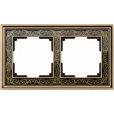 Рамка на 2 поста (золото/черный) WL77-Frame-02