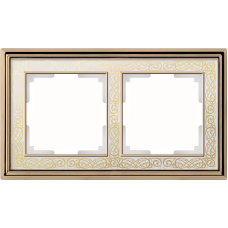 Рамка на 2 поста (золото/белый) WL77-Frame-02