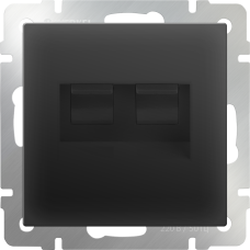 Розетка двойная Ethernet RJ-45 (черный матовый) WL08-RJ45+RJ45