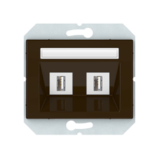 USB розетка, 2-местная (2хUSB) XP500, без рамки, коричневый