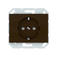 Розетка Vilma XP500, с заземлением и со шторками, без рамки, коричневая