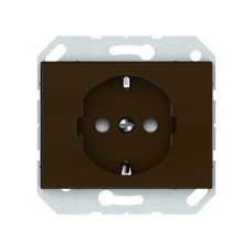 Розетка Vilma XP500, с заземлением и со шторками, без рамки, коричневая