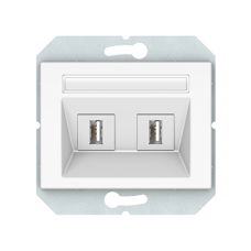 USB розетка, 2-местная (2хUSB) XP500, без рамки, белый