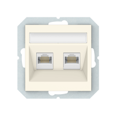 Компьютерная розетка(RJ45) Vilma QR1000, 2-местная, без рамки, слоновая кость