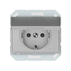 Розетка Vilma XP500, с заземлением и крышкой (IP44), без рамки, металлик