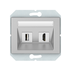 HDMI/USB розетка XP500 (HDMIXUSB), без рамки, металлик