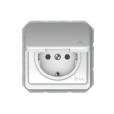 Розетка Vilma LX200, с заземлением и крышкой (IP44), без рамки, белая