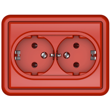 Розетка Vilma ST150, 2-местная, c заземлением, красный