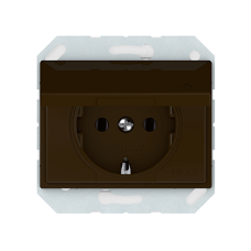 Розетка Vilma XP500, с заземлением и крышкой (IP44), без рамки, коричневая