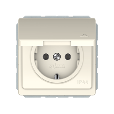 Розетка Vilma ST150, c заземлением и крышкой (IP44), слоновая кость
