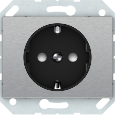 Розетка Vilma XP500, с заземлением и со шторками, без рамки, нержавеющая сталь