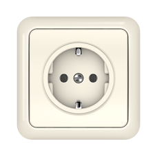 Розетка Vilma LX200, с заземлением и с рамкой, слоновая кость