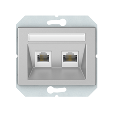 Телефонная и компьютерная розетка Vilma XP500 (RJ11хRJ45), без рамки, металлик