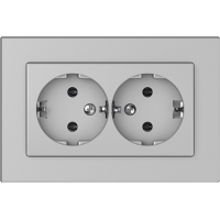 Розетка Vilma XP500, 2-местная, с заземлением, металлик