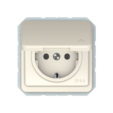 Розетка Vilma LX200, с заземлением и крышкой (IP44), без рамки, слоновая кость