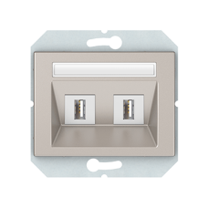 USB розетка, 2-местная (2хUSB) XP500, без рамки, шампань