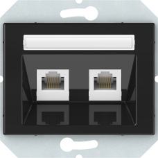 Компьютерная розетка Vilma XP500, двухместная (2ХRJ45 CAT5E UTP), без рамки, черный