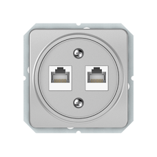 Компьютерная розетка Vilma LX200, двухместная (2ХRJ45 CAT5E UTP), без рамки, металлик