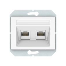 Компьютерная розетка Vilma XP500, двухместная (2ХRJ45 CAT5E UTP), без рамки, белая
