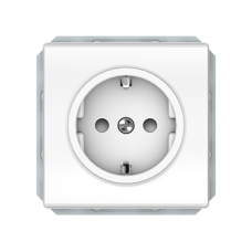 Розетка Vilma ST150, с заземлением и со шторками, без рамки, белая
