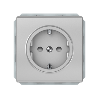 Розетка Vilma ST150, с заземлением и со шторками, без рамки, металлик