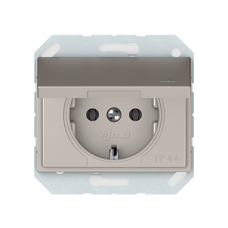Розетка Vilma XP500, с заземлением, со шторками и крышкой (IP44), без рамки , шампань