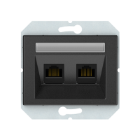 Компьютерная розетка Vilma XP500, двухместная (2ХRJ45 CAT5E UTP), без рамки, антрацит