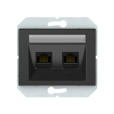 Компьютерная розетка Vilma XP500, двухместная (2ХRJ45 CAT5E UTP), без рамки, антрацит