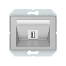 USB розетка XP500, без рамки, металлик