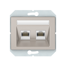 Компьютерная розетка Vilma XP500, двухместная (2ХRJ45 CAT5E UTP), без рамки, шампань