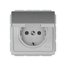 Розетка Vilma ST150, c заземлением и крышкой (IP44), металлик