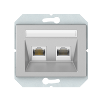 Компьютерная розетка Vilma XP500, двухместная (2ХRJ45 CAT5E UTP), без рамки, металлик