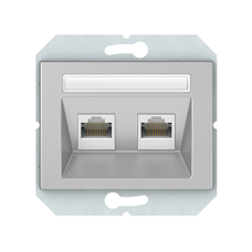 Компьютерная розетка Vilma XP500, двухместная (2ХRJ45 CAT5E UTP), без рамки, металлик