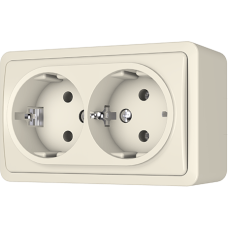Розетка Vilma SL+250, 2-местная, с заземлением, слоновая кость