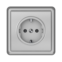 Розетка Vilma ST150, с заземлением, с рамкой, металлик