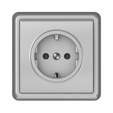 Розетка Vilma ST150, с заземлением, с рамкой, металлик