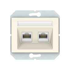 Компьютерная розетка Vilma XP500, двухместная (2ХRJ45 CAT5E UTP), без рамки, слоновая кость