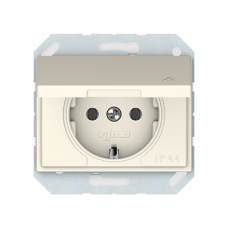 Розетка Vilma XP500, с заземлением, со шторками и крышкой (IP44), без рамки , слоновая кость