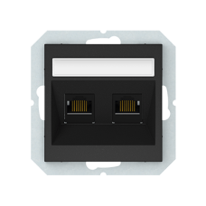 Компьютерная розетка(RJ45) Vilma QR1000, 2-местная, без рамки, матовый черный