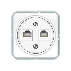 Компьютерная розетка Vilma LX200, двухместная (2ХRJ45 CAT5E UTP), без рамки, белая