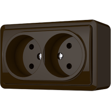 Розетка Vilma SL+250, 2-местная, без заземления, коричневая