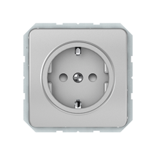 Розетка Vilma LX200, с заземлением и со шторками, без рамки, металлик