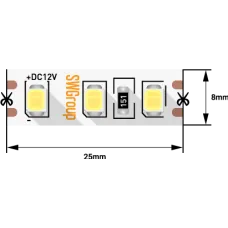 Лента светодиодная стандарт 2835, 120 LED/м, 9,6 Вт/м, 12В , IP20, Цвет: Нейтральный белый
