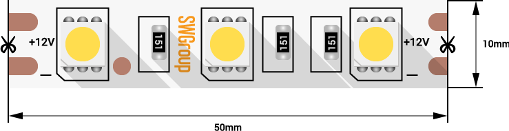 Лента светодиодная стандарт 5050, 60 LED/м, 14,4 Вт/м, 12В , IP20, Цвет: Ультра холодный белый Лента светодиодная стандарт 5050, 60 LED/м, 14,4 Вт/м, 12В , IP20, Цвет: Ультра холодный белый