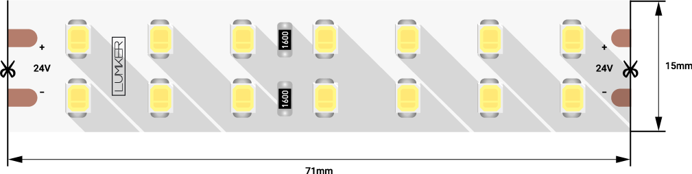 Лента светодиодная LUX, 2835, 196 LED/м, 18 Вт/м, 24В, IP33, Теплый белый (3000K) Лента светодиодная LUX, 2835, 196 LED/м, 18 Вт/м, 24В, IP33, Теплый белый (3000K)