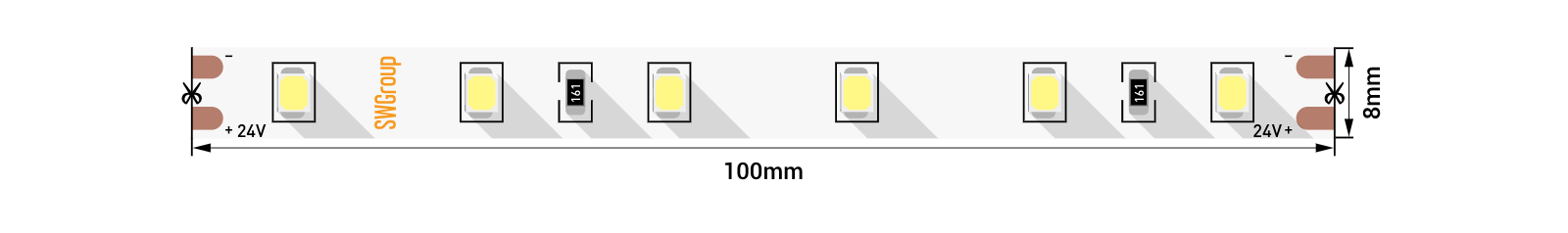 Лента светодиодная ПРО 2835, 60 LED/м, 4,8 Вт/м, 24В , IP20, Цвет: Нейтральный белый Лента светодиодная ПРО 2835, 60 LED/м, 4,8 Вт/м, 24В , IP20, Цвет: Нейтральный белый