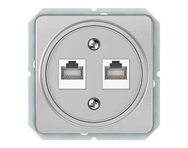 Компьютерная розетка Vilma LX200, двухместная (2ХRJ45 CAT5E UTP), без рамки, металлик Компьютерная розетка Vilma LX200, двухместная (2ХRJ45 CAT5E UTP), без рамки, металлик