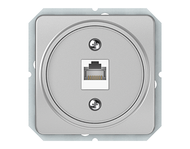 Компьютерная розетка Vilma LX200, одноместная (1ХRJ45 CAT5E UTP), без рамки, металлик Компьютерная розетка Vilma LX200, одноместная (1ХRJ45 CAT5E UTP), без рамки, металлик